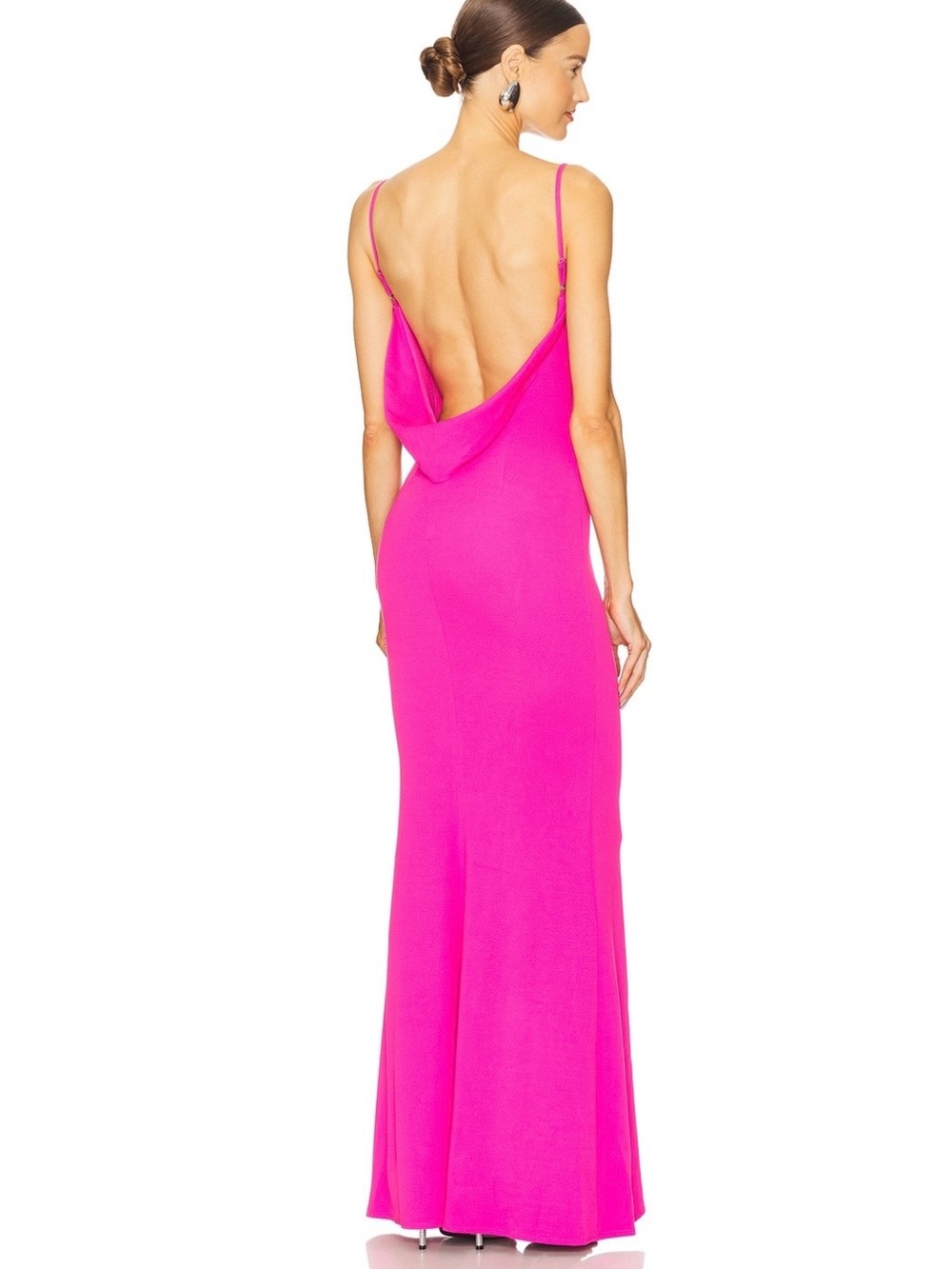 Katie May Damn Gina Gown in Electric Pink Size S Cowl Back Maxi Dress NWT